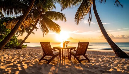 Romantic beach sunset dinner.