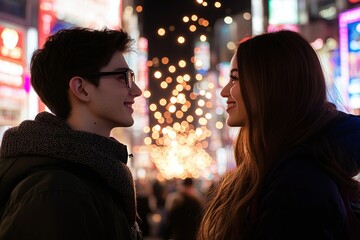 Young Couple Enjoying City Night