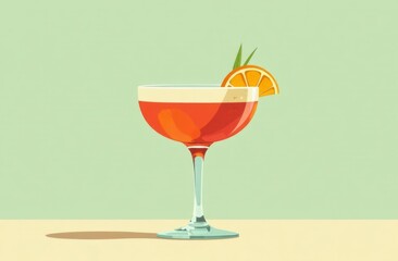 illustration of a margarita cocktail decorated with a slice of orange