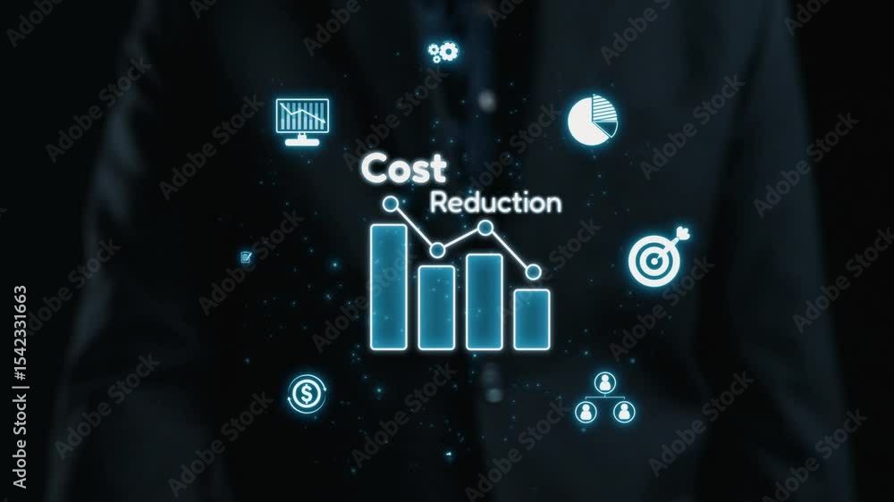 Poster explore this captivating image depicting a modern approach to cost reduction in business, featuring 