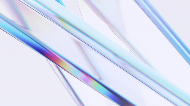 Abstract animation, 3d render of rotating glass shapes on light background, 4k seamless looped video - Powered by Adobe
