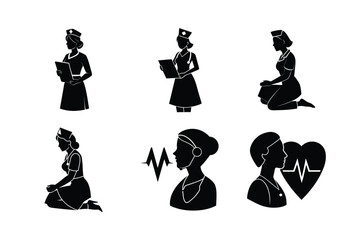 Nurse silhouette bundle design 