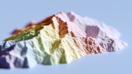 Colorful Powder Mountain Model in Pastel Shades for Creative Concepts