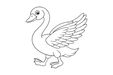 black Swan outline , Swan coloring page vector bundle 