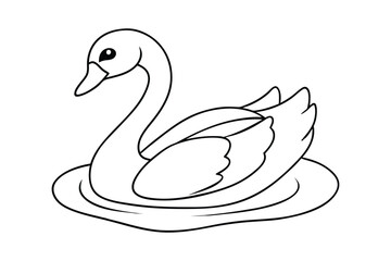 black Swan outline , Swan coloring page vector bundle 