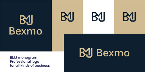 Bold geometric BMJ monogram logo with modern construction appeal.