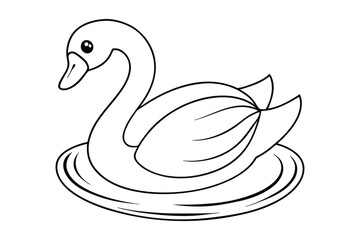 black Swan outline , Swan coloring page vector bundle 