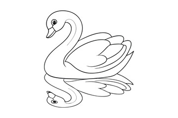 black Swan outline , Swan coloring page vector bundle 