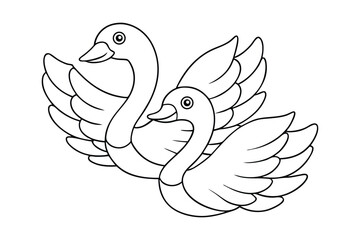 black Swan outline , Swan coloring page vector bundle 
