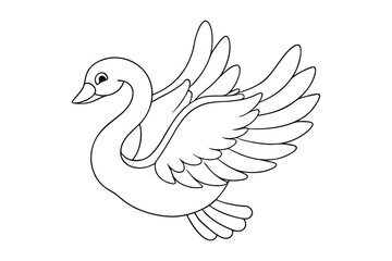black Swan outline , Swan coloring page vector bundle 