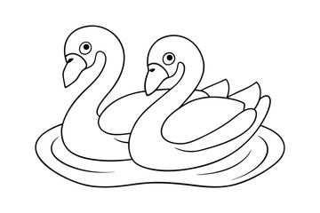 black Swan outline , Swan coloring page vector bundle 
