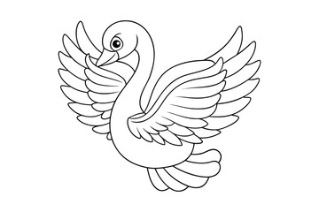 black Swan outline , Swan coloring page vector bundle 