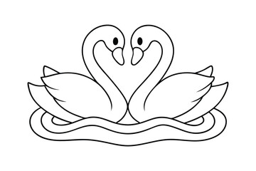 Obraz premium black Swan outline , Swan coloring page vector bundle 