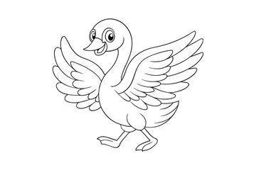 black Swan outline , Swan coloring page vector bundle 