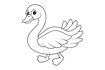 black Swan outline , Swan coloring page vector bundle 