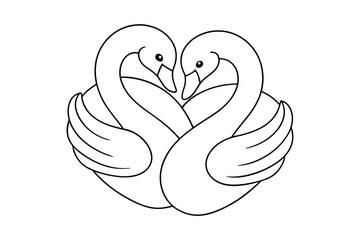 black Swan outline , Swan coloring page vector bundle 
