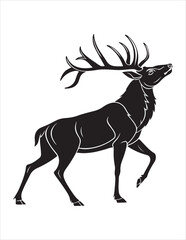 Elegant Deer Silhouette Clipart Bundle – Forest Animal Vector Illustrations, Black and White Woodland Stag Art