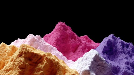 Colorful Piles of Powdered Pigments Against a Dark Background