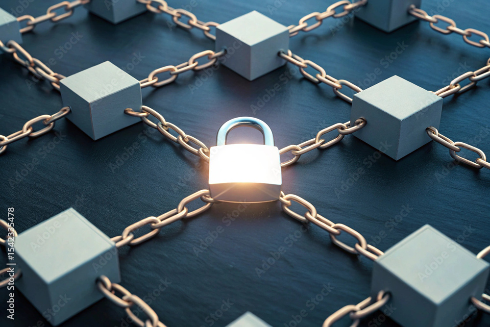 Poster secure network data protection and cybersecurity concept