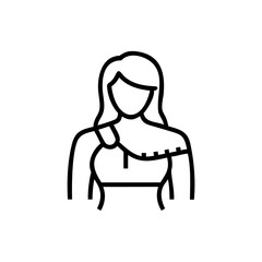 Line Art Illustration Woman Long Hair Wearing Handmade Indian Style Choli girl female 1