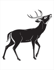 Elegant Deer Silhouette Clipart Bundle – Forest Animal Vector Illustrations, Black and White Woodland Stag Art