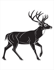 Elegant Deer Silhouette Clipart Bundle – Forest Animal Vector Illustrations, Black and White Woodland Stag Art