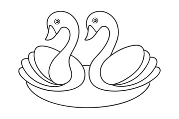 black Swan outline , Swan coloring page vector bundle 