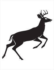 Elegant Deer Silhouette Clipart Bundle – Forest Animal Vector Illustrations, Black and White Woodland Stag Art