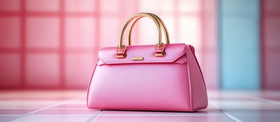Elegant Pink Handbag on Tiles: A Studio Shot