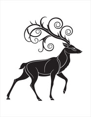 Elegant Deer Silhouette Clipart Bundle – Forest Animal Vector Illustrations, Black and White Woodland Stag Art