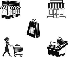 shopping icons set