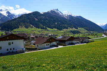 Neustift im Stubaital, Austria - April 19, 2025 - the Stubai  valley - Stubaital at Easter time