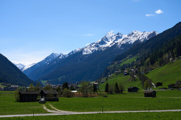 Neustift im Stubaital, Austria - April 19, 2025 - the Stubai  valley - Stubaital at Easter time