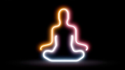 Neon Glow Meditation Silhouette in Dark Background for Tranquility