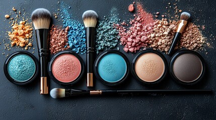 Stunning Makeup Palette: Eyeshadows, Blushes, and Brushes