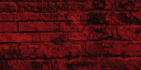 Distressed urban brickwork in a captivating blood-red tone, emphasizing its raw texture and prominent shadowed details.
