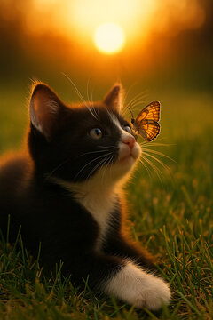 cat on the grass