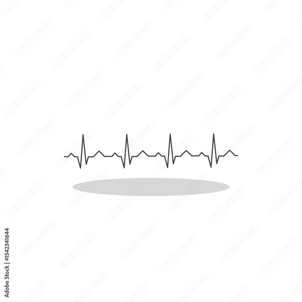 Poster simple heartbeat icon with shadow