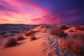 Majestic sand dunes glowing at sunset - striking desert landscapes perfect for travel enthusiasts and nature aficionados