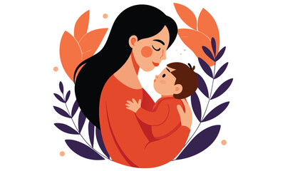 Loving mother holding her baby tenderly