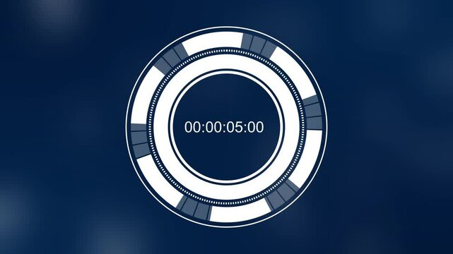 countdown 0 to 5 animation 4k video ,Displays a timer counting down minutes and seconds numbers on black background, for concepts of time, technology, urgency, and deadlines countdown timer,