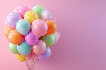 Pastel Balloons with Sprinkles on Pink Background