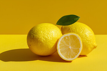 Glittery Yellow Lemons on Yellow Background