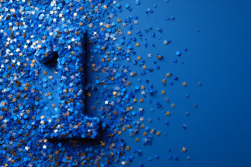 Blue Number One Confetti Celebration