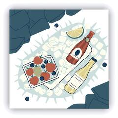 Realistic 3D Icon Cartoon of Flying Fruit Skewers with Pineapple, Grapes, and Kiwi on a Light Pastel Mint Green Background