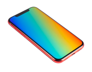 Red Smartphone with Vibrant Gradient Screen on Transparent Background
