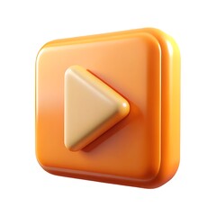 3D Orange Play Button Icon vibrant orange play