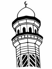 Obraz premium Elegant Line Art Illustration of a Mosque Minaret