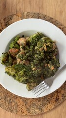 Plate of fresh and healthy food with vegetables, greens and protein. Health, dieting, wellness, and clean eating concept, suitable for nutrition, diet, lifestyle, and culinary-themed purposes.