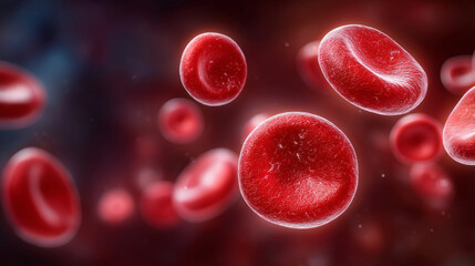 Electron Microscope View of Glowing Red Blood Cells in Soft Light